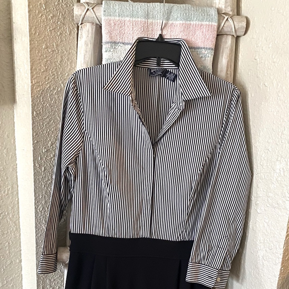 Black striped top medium dress bottom solid black
